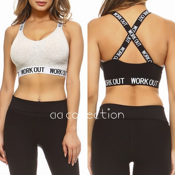 Workout Logo band sports bra activewear padded - Picture 3 of 5